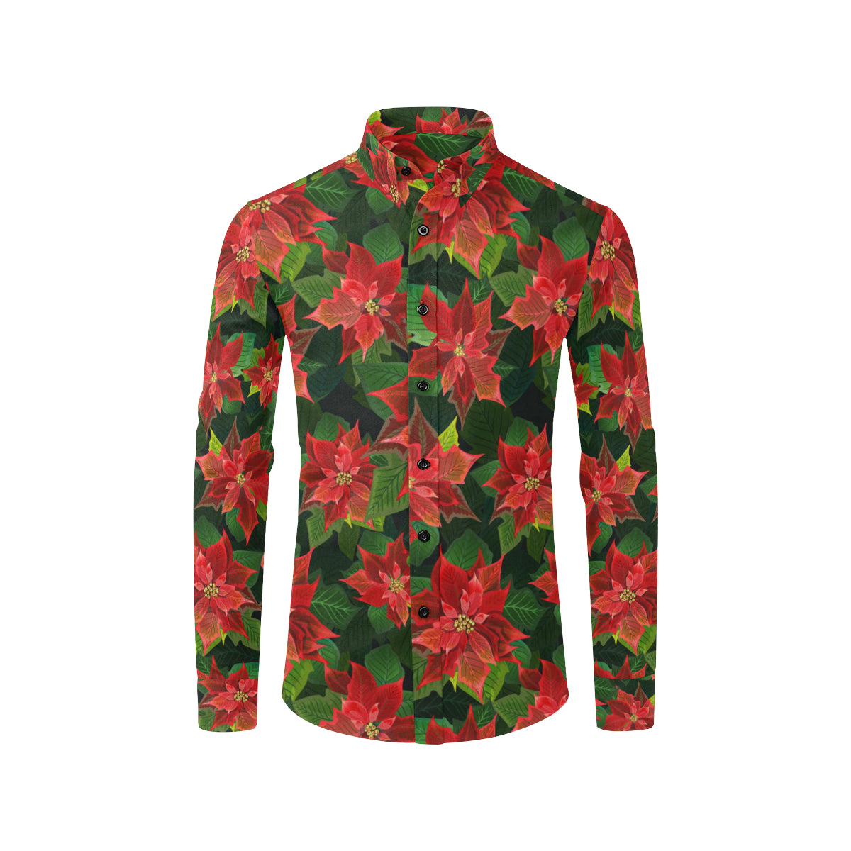 Poinsettia Pattern Print Design POT04 Men's Long Sleeve Shirt