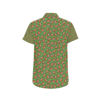 American Football on Green Design Men's Short Sleeve Button Up Shirt