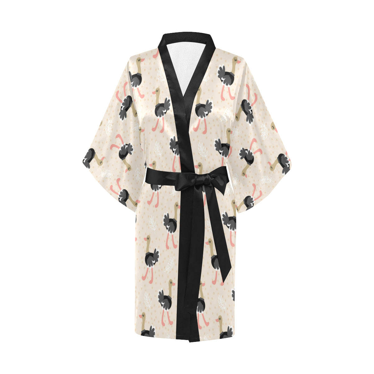 Ostrich Pattern Print Design 02 Women's Short Kimono