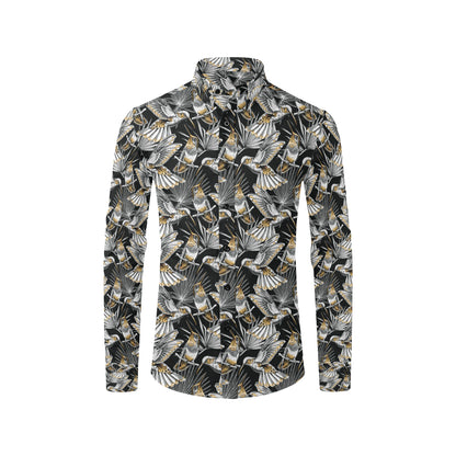 Hummingbird Gold Design Themed Print Men's Long Sleeve Shirt