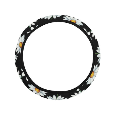 Daisy Print Pattern Steering Wheel Cover with Elastic Edge