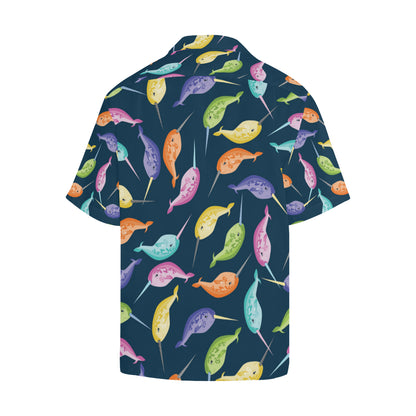 Narwhal Colorful Pattern Print Design 03 Men's Hawaiian Shirt