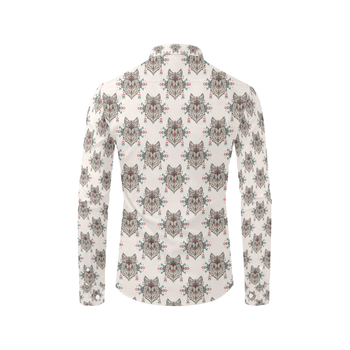 Aztec Wolf Pattern Print Design 01 Men's Long Sleeve Shirt