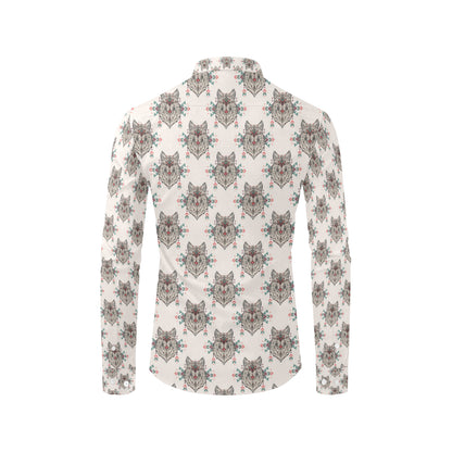 Aztec Wolf Pattern Print Design 01 Men's Long Sleeve Shirt
