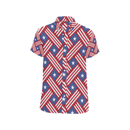American flag Pattern Men's Short Sleeve Button Up Shirt