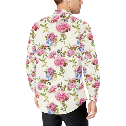 Carnations Pattern Print Design CN02 Men's Long Sleeve Shirt