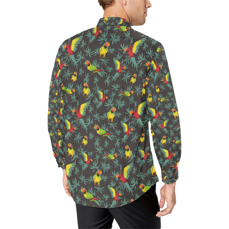 Parrot Themed Print Men's Long Sleeve Shirt