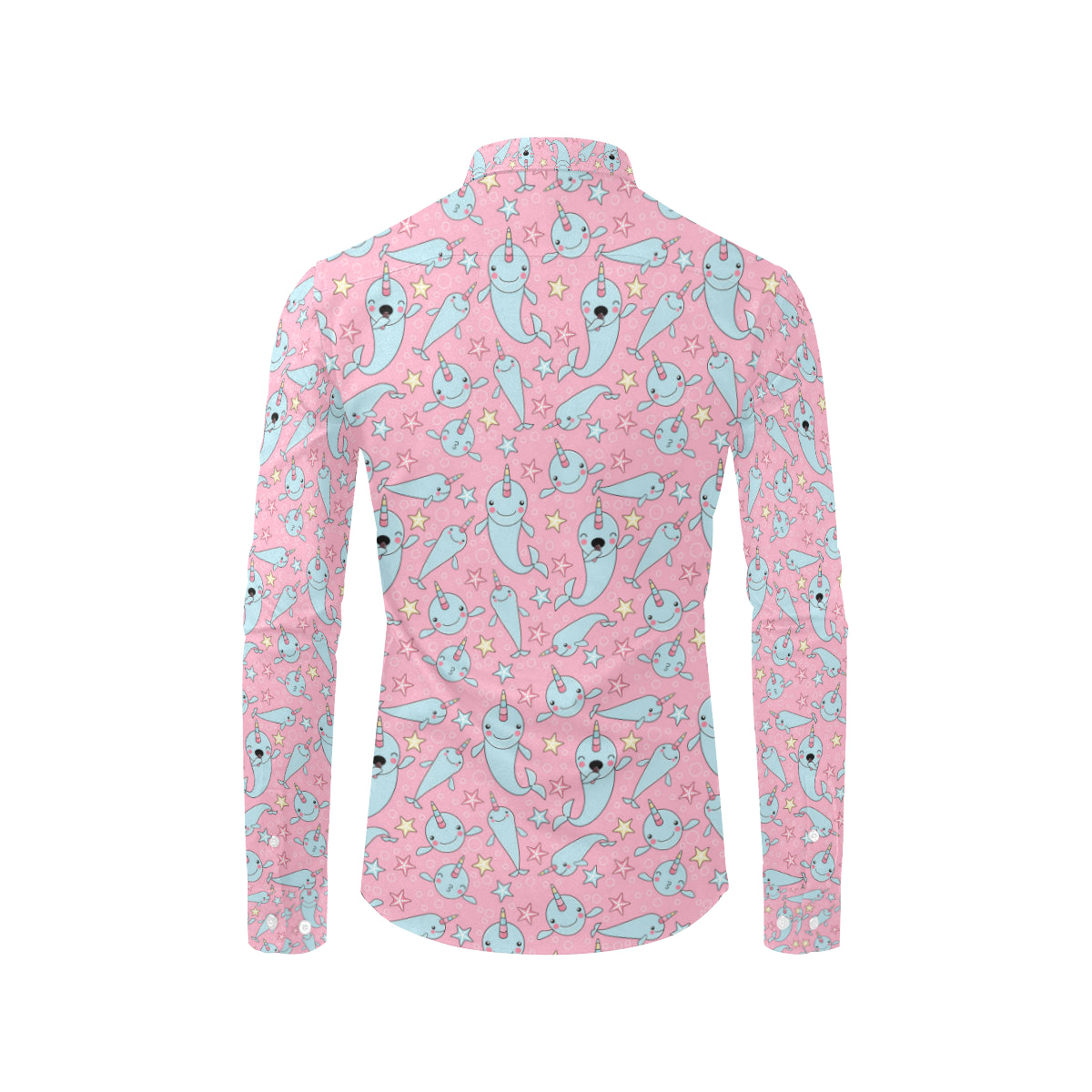 Narwhal Cartoon Cute Print Men's Long Sleeve Shirt