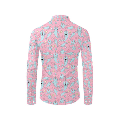 Narwhal Cartoon Cute Print Men's Long Sleeve Shirt