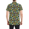 Cactus Neon Style Print Pattern Men's Short Sleeve Button Up Shirt