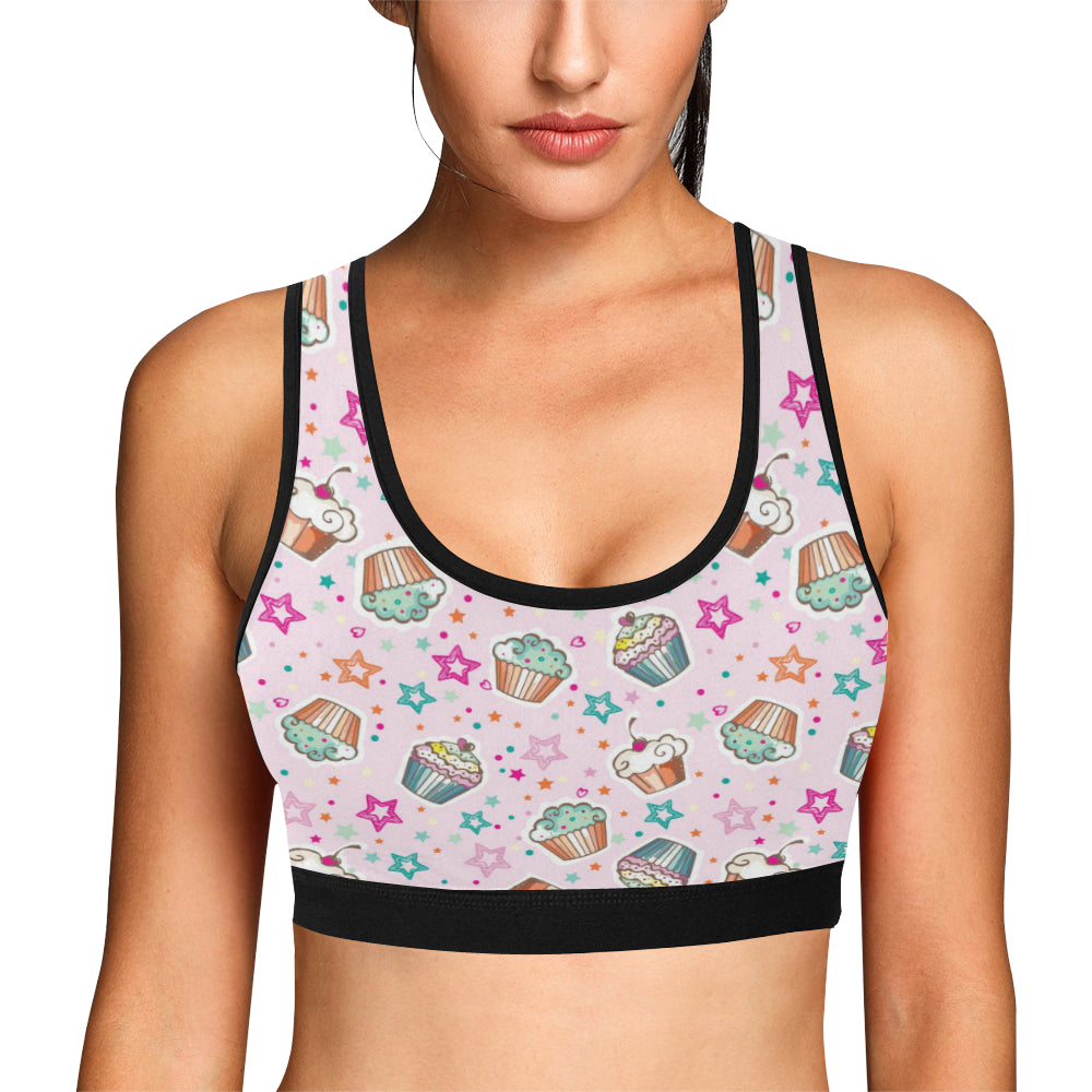 Cupcake Pattern Print Design CP03 Sports Bra