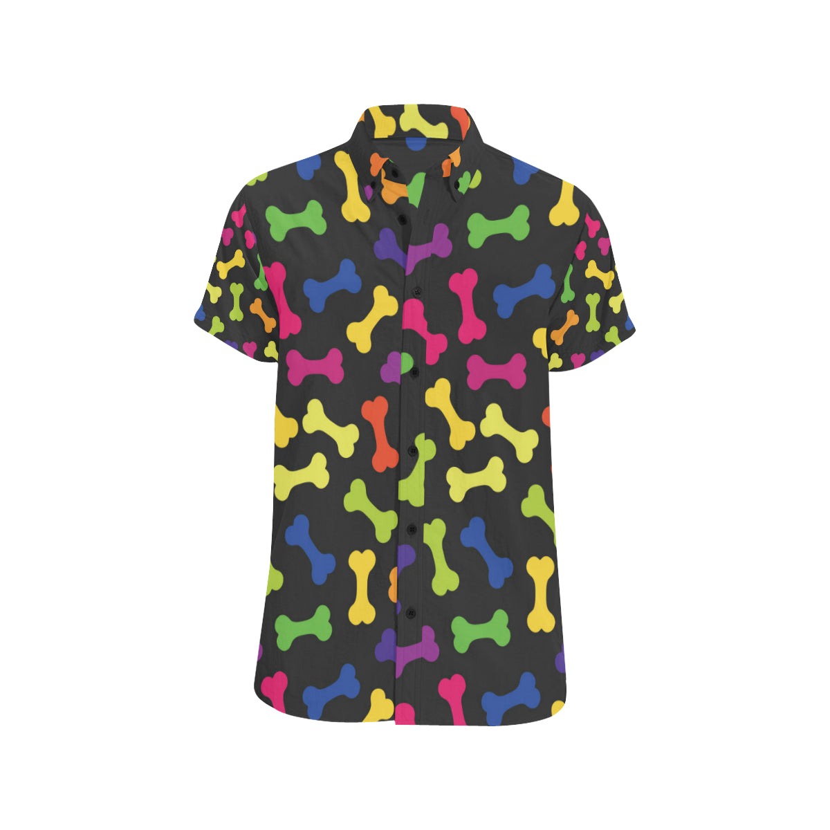 Dog Bone Neon Color Pattern Print Design 02 Men's Short Sleeve Button Up Shirt