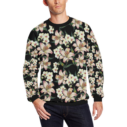 Lily Pattern Print Design LY03 Men Long Sleeve Sweatshirt