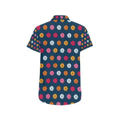 Gerberas Pattern Print Design GB06 Men's Short Sleeve Button Up Shirt