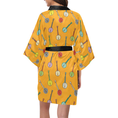 Banjo Pattern Print Design 02 Women's Short Kimono