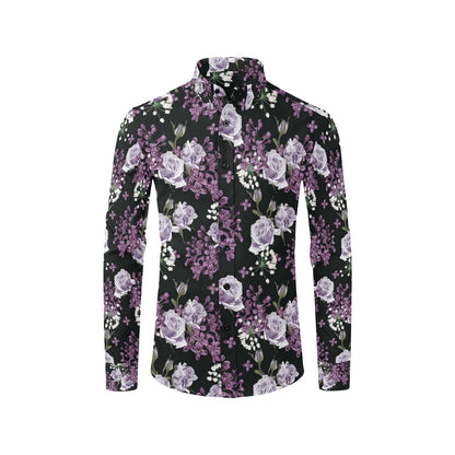 Lilac Pattern Print Design LI04 Men's Long Sleeve Shirt