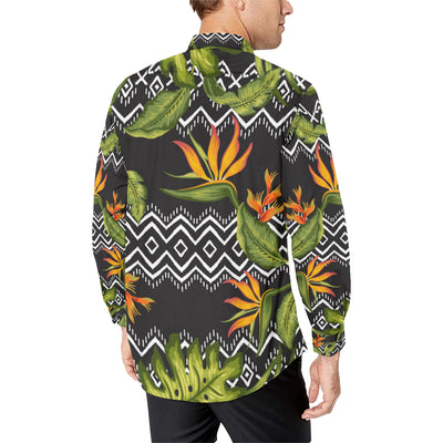 Bird Of Paradise Pattern Print Design BOP07 Men's Long Sleeve Shirt