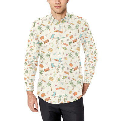 Beach Themed Pattern Print Design 05 Men's Long Sleeve Shirt