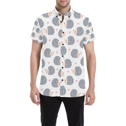 Hedgehog Baby Pattern Print Design 03 Men's Short Sleeve Button Up Shirt