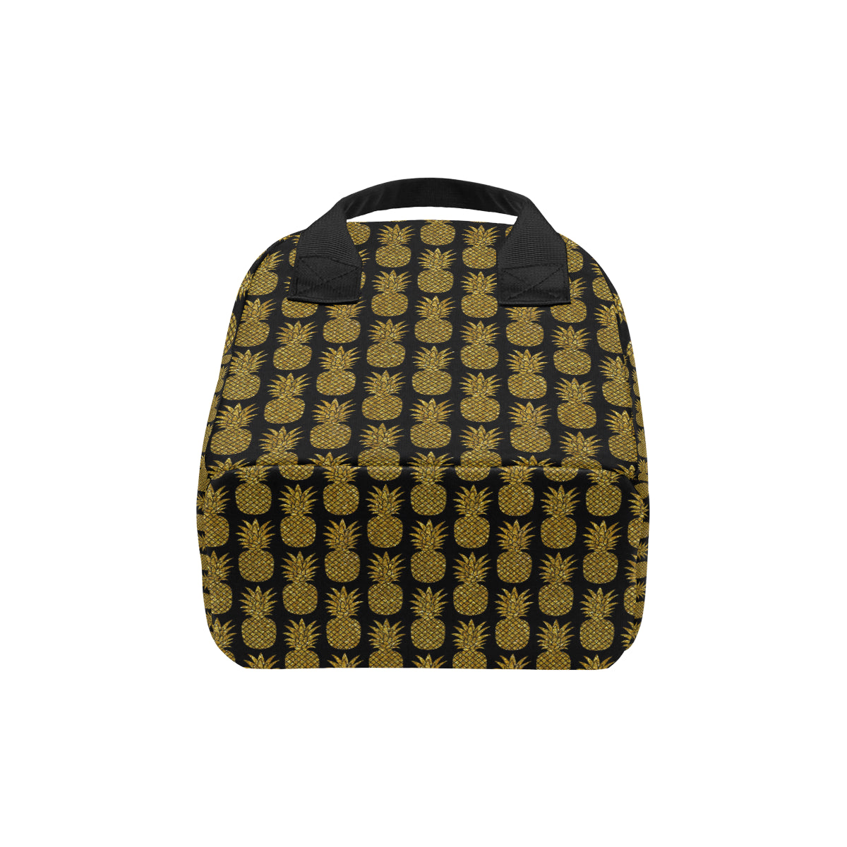 Gold Pineapple Pattern Print Design PP011 Insulated Lunch Bag