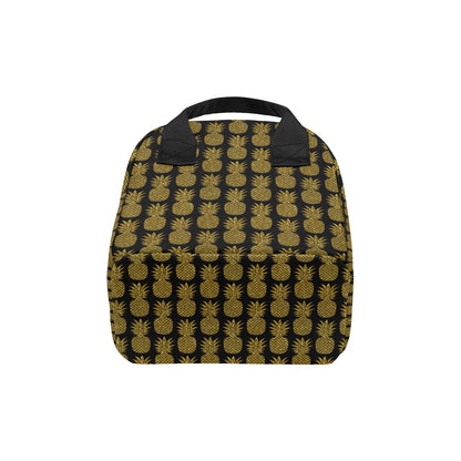 Gold Pineapple Pattern Print Design PP011 Insulated Lunch Bag