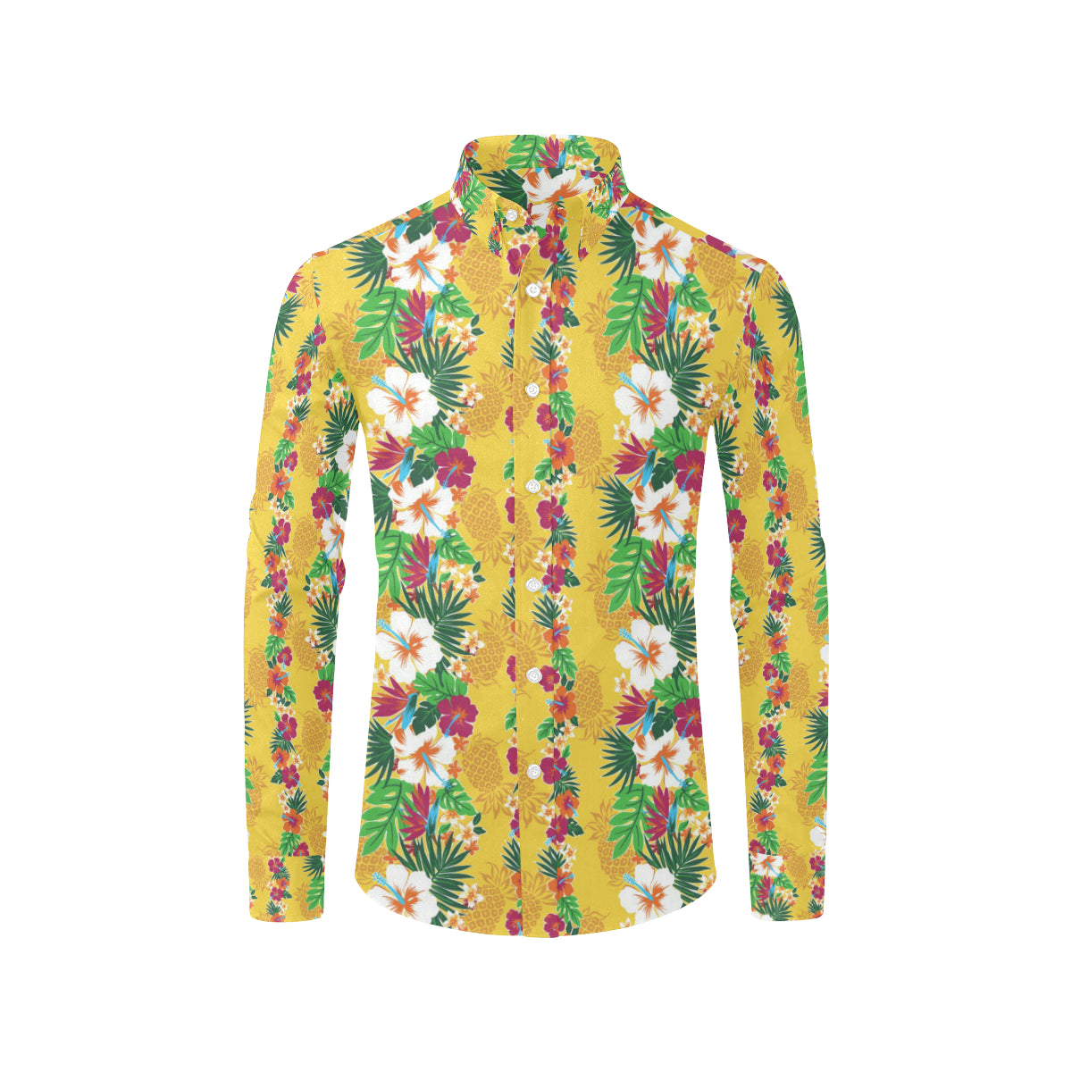 Hawaiian Themed Pattern Print Design H09 Men's Long Sleeve Shirt