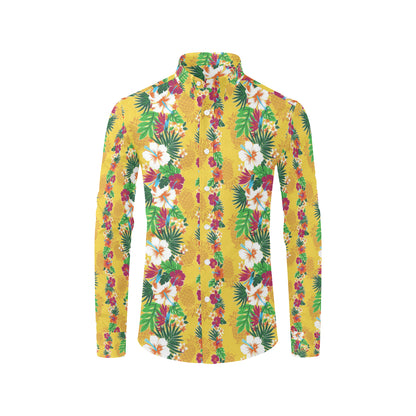 Hawaiian Themed Pattern Print Design H09 Men's Long Sleeve Shirt