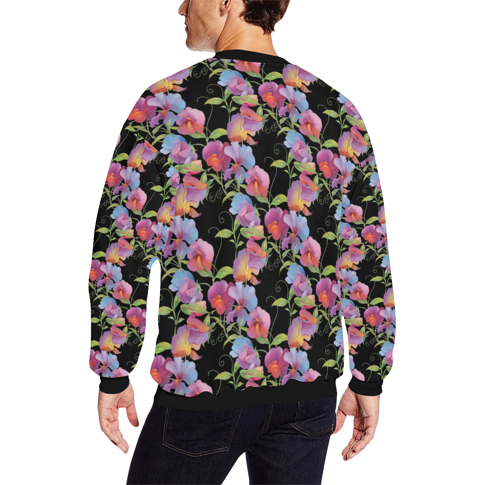 Peony Pattern Print Design PE012 Men Long Sleeve Sweatshirt