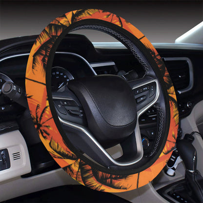 Palm Tree Pattern Print Design A02 Steering Wheel Cover with Elastic Edge