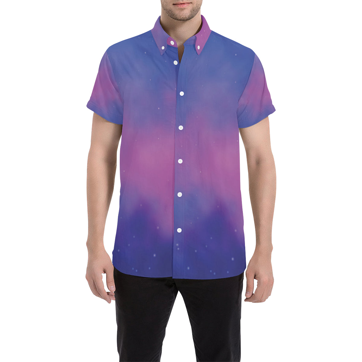 Nebula Pattern Print Design A05 Men's Short Sleeve Button Up Shirt