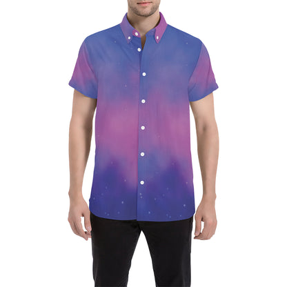 Nebula Pattern Print Design A05 Men's Short Sleeve Button Up Shirt