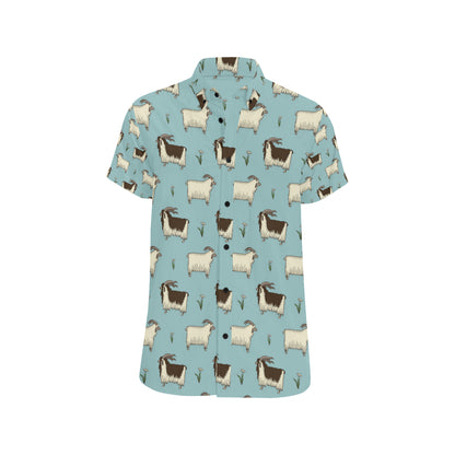 Goat Pattern Print Design 02 Men's Short Sleeve Button Up Shirt