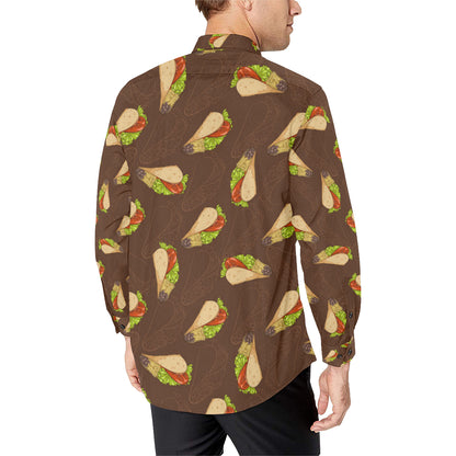Taco Pattern Print Design TC08 Men's Long Sleeve Shirt