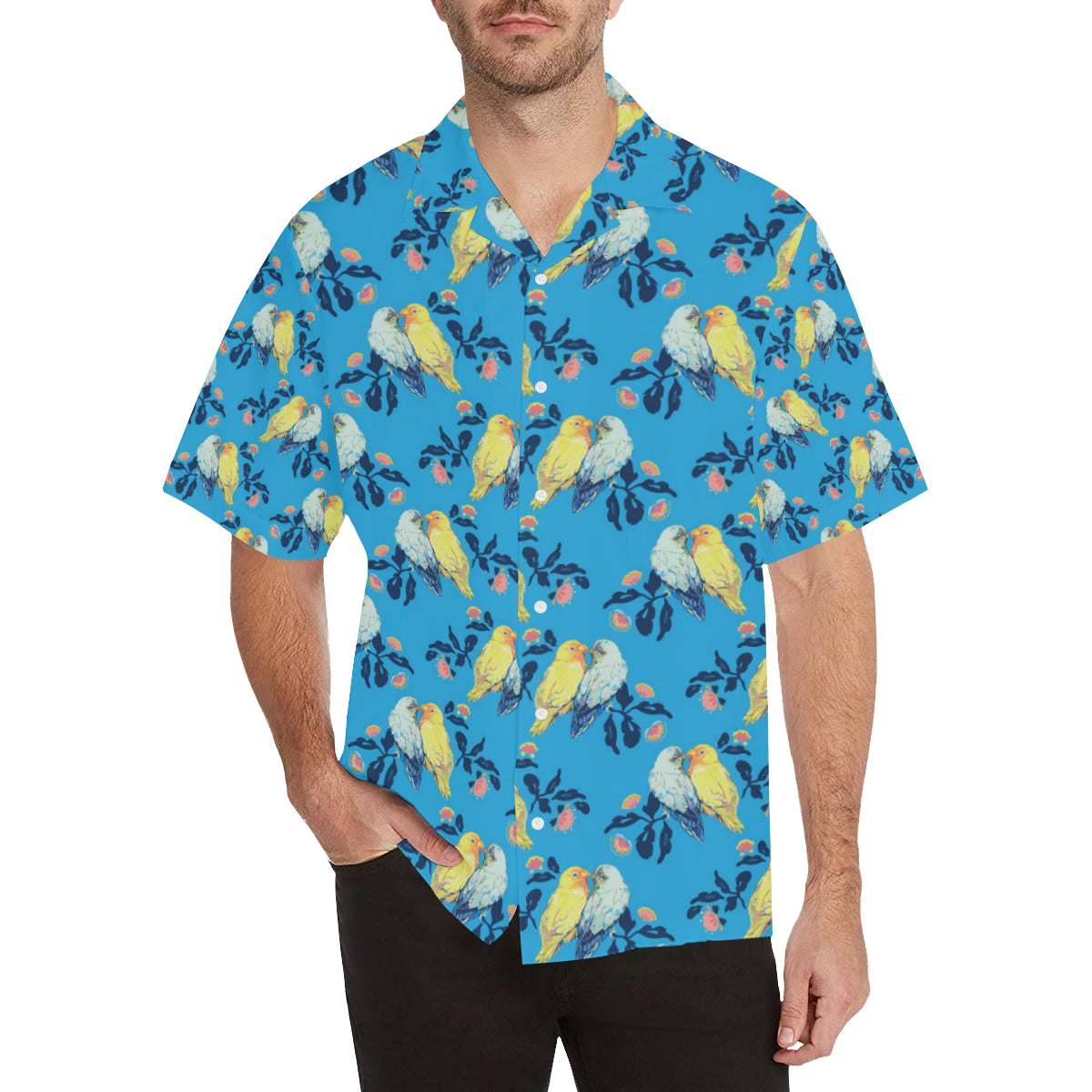 Lovebird Pattern Print Design 03 Men's Hawaiian Shirt