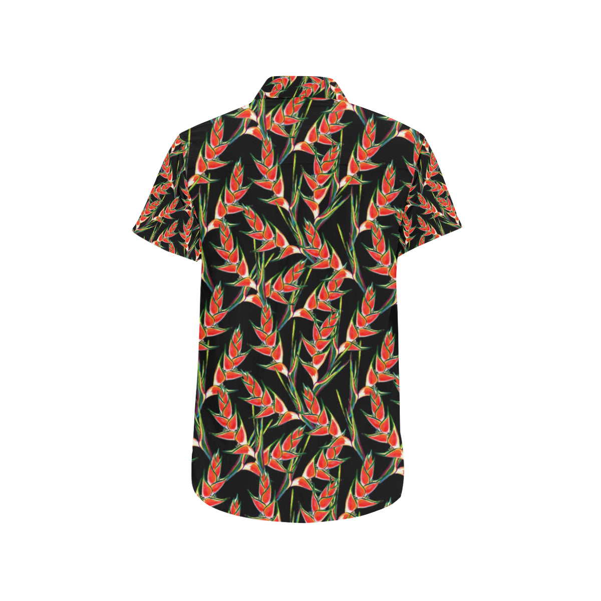 Heliconia Pattern Print Design HL010 Men's Short Sleeve Button Up Shirt