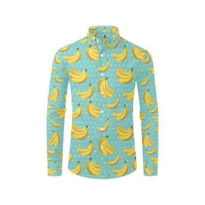 Banana Pattern Print Design BA02 Men's Long Sleeve Shirt