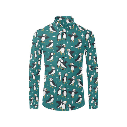 Puffin Pattern Print Design A05 Men's Long Sleeve Shirt
