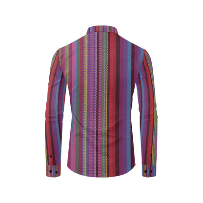 Serape Stripe Print Men's Long Sleeve Shirt