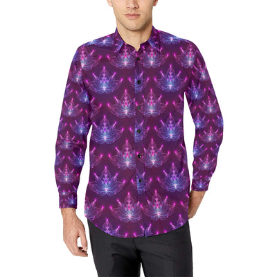 lotus Pattern Print Design LO01 Men's Long Sleeve Shirt