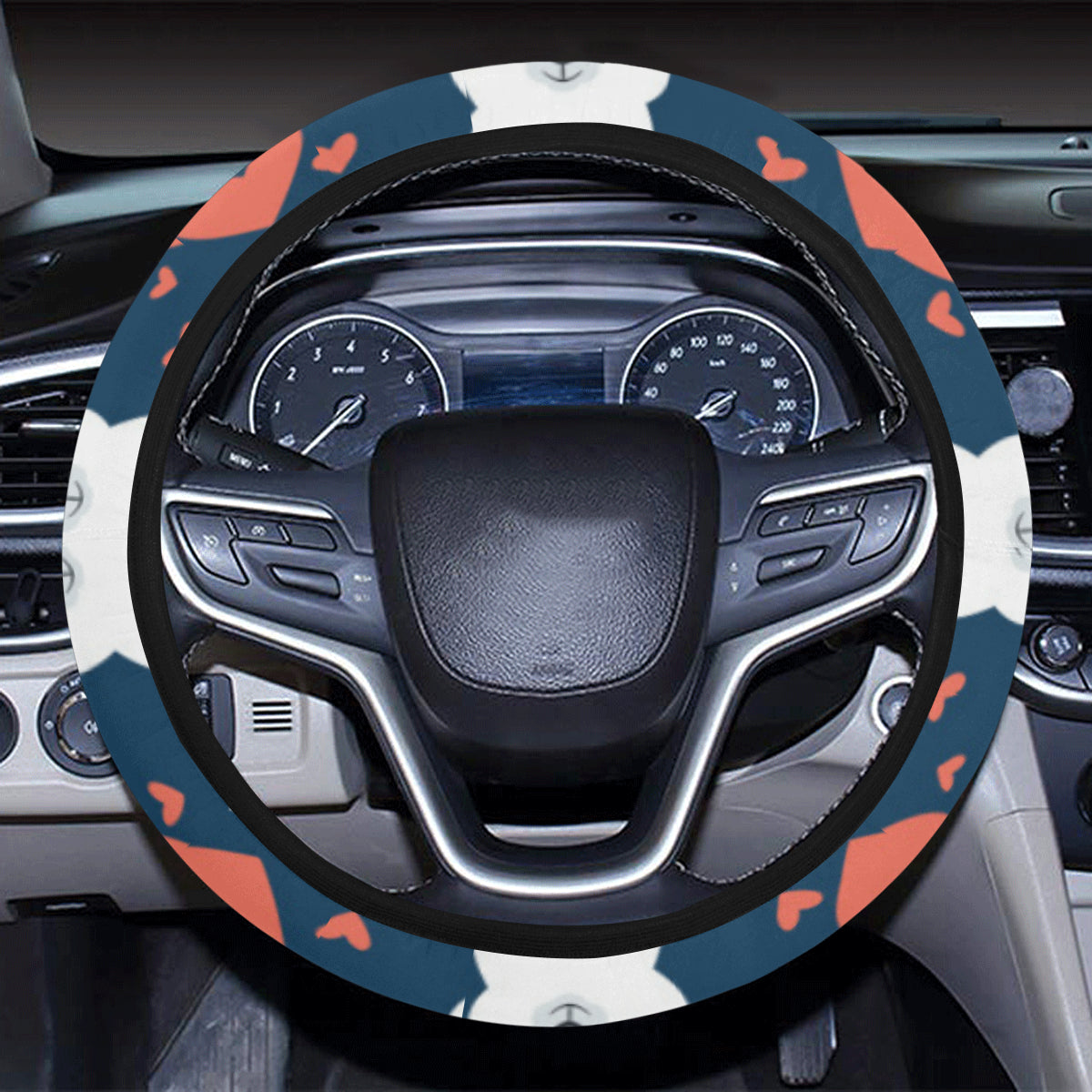 Alpaca Love Pattern Print Design 05 Steering Wheel Cover with Elastic Edge