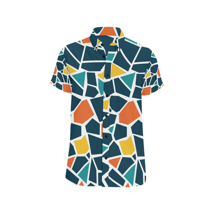 Mosaic Pattern Print Design 02 Men's Short Sleeve Button Up Shirt