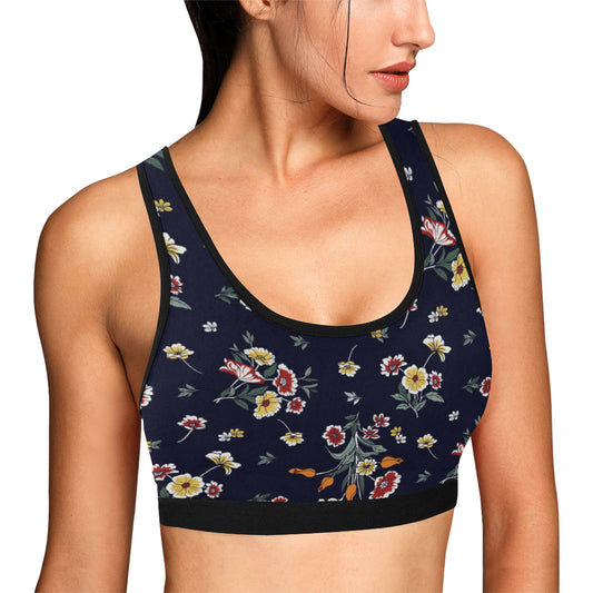 Summer Floral Pattern Print Design SF01 Sports Bra