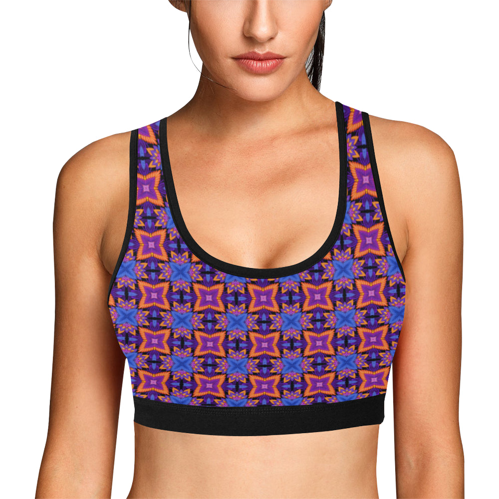 kaleidoscope Purple Orange Print Design Sports Bra