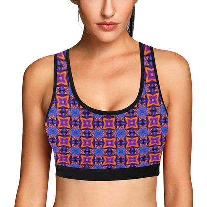 kaleidoscope Purple Orange Print Design Sports Bra