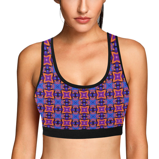 kaleidoscope Purple Orange Print Design Sports Bra