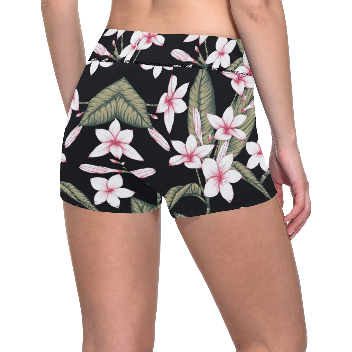 Plumeria Pattern Print Design PM021 Yoga Shorts