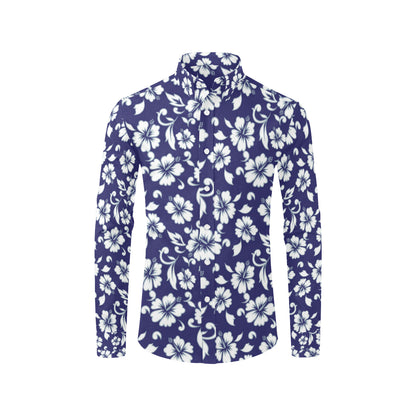 Hibiscus Pattern Print Design HB010 Men's Long Sleeve Shirt