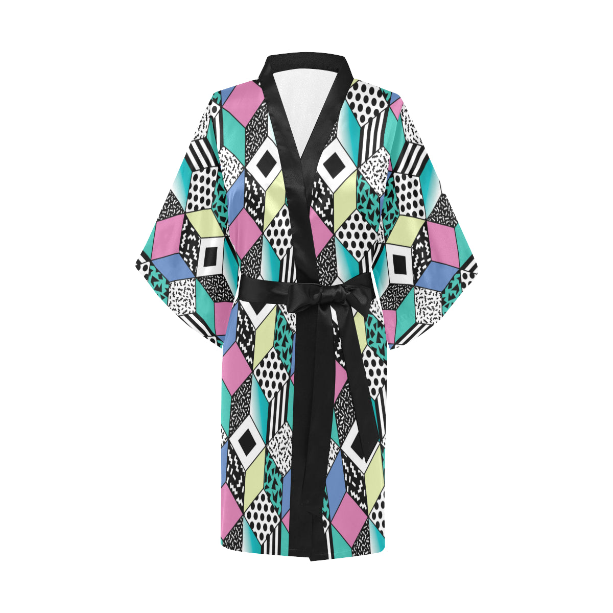 90s Pattern Print Design 3 Women's Short Kimono