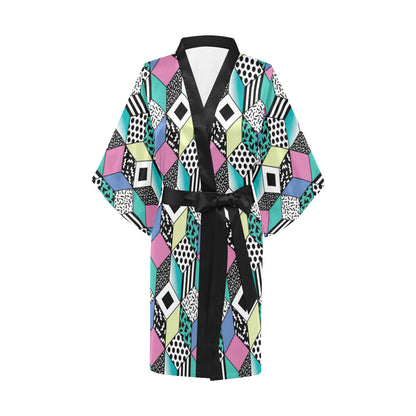 90s Pattern Print Design 3 Women's Short Kimono
