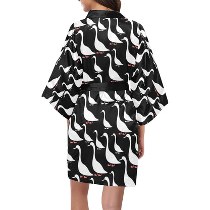 Goose Pattern Print Design 01 Women's Short Kimono